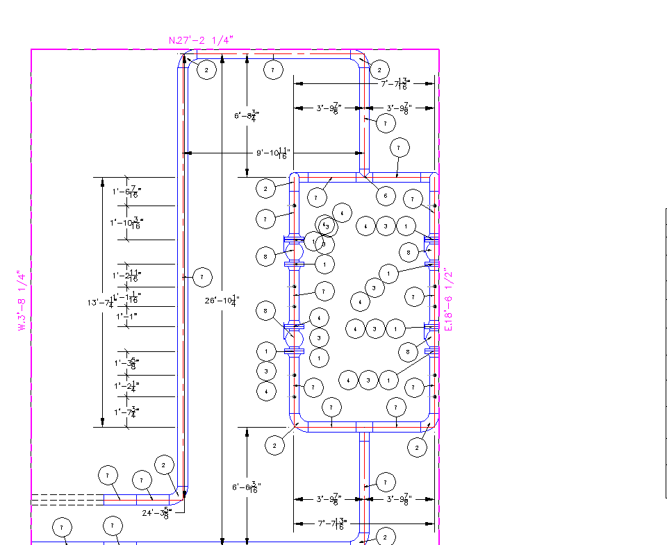 Orthographic piping view auto-generated by DSP: dimensions and balloon callouts placed automatically